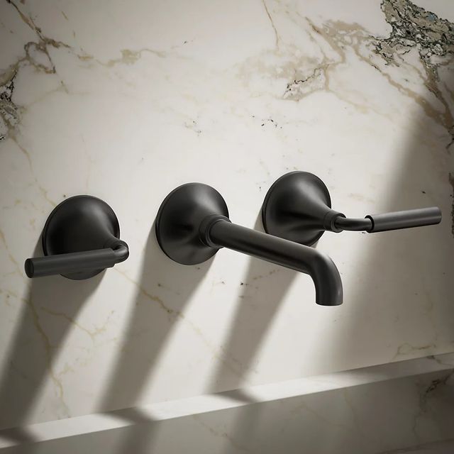 KOHLER® Tone™ Matte Black Wall-Mount Bathroom Sink Faucet Trim-3