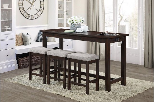 Mazin Furniture Connected 4-Piece Espresso Counter Height Dining Set-1