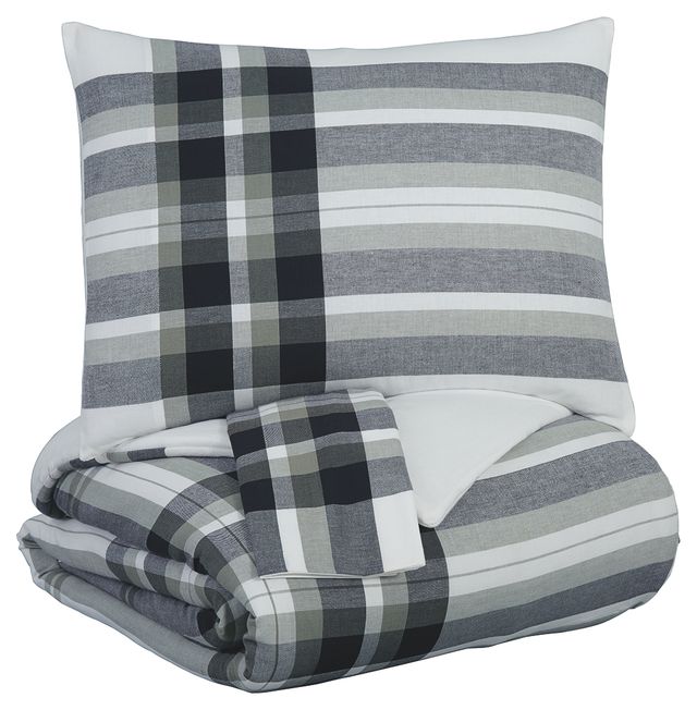Signature Design by Ashley® Stayner 3-Piece Black/Gray Queen Comforter Set-0