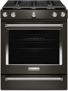 KitchenAid® 30" Black Stainless Steel with PrintShield™ Finish Slide In Gas Range