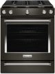 KitchenAid® 30" Black Stainless Steel with PrintShield™ Finish Slide In Gas Range-0