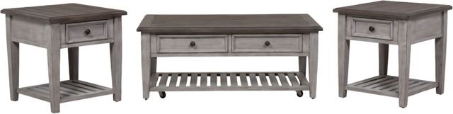 Liberty Furniture Heartland 3-Piece Antique White/Tobacco Rectangular Occasional Table Set-0