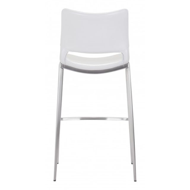 Zuo® Modern Ace White/Silver Bar Chair-3