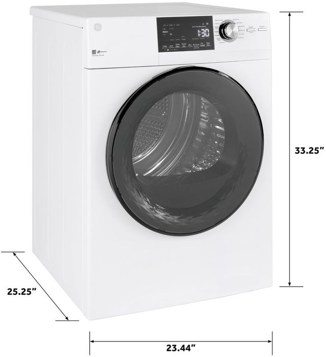 GE® 4.3 Cu. Ft. White Front Load Electric Dryer with Stainless Steel Basket-2