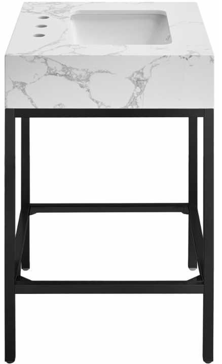 Meridian Furniture Marmo White/Matte Black 24" Bathroom Vanity-3