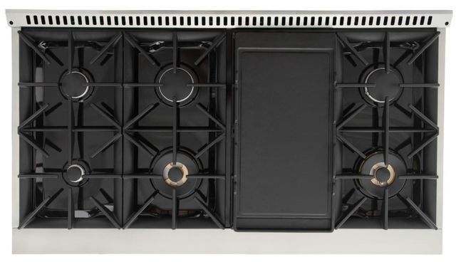 Kucht Professional KNG Series 48" Stainless Steel Pro Style Natural Gas Range with Black Door and Rose Gold Handle-2