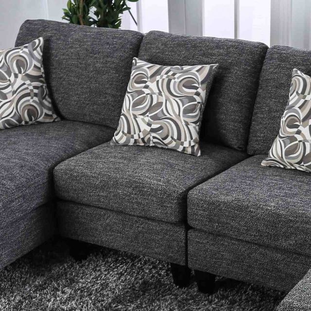 Furniture of America® Lowry 4-Piece Gray U-Shape Sectional with Ottoman-2