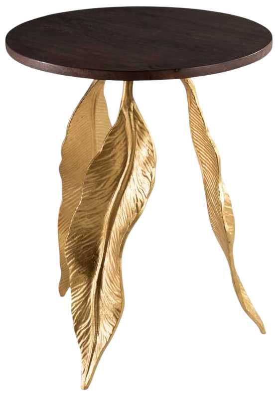 Steve Silver Co. Verna Walnut Accent Table with Gold Base-2