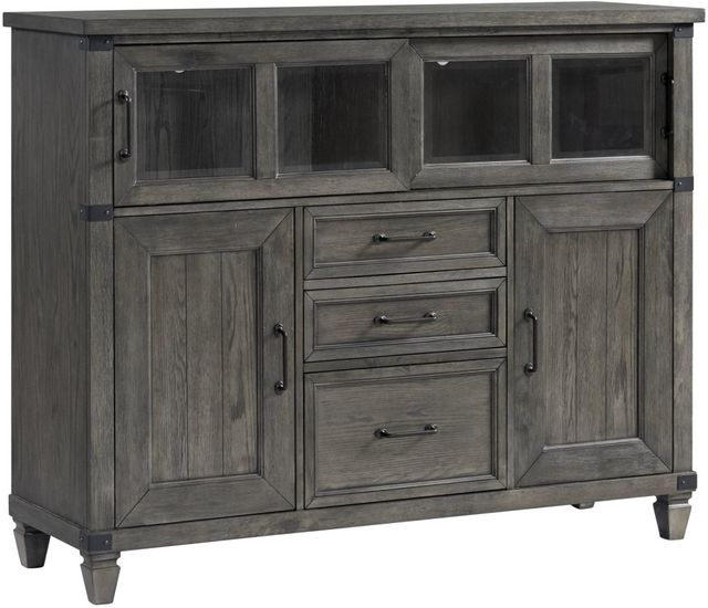 Intercon Foundry Brushed Pewter Sliding Door Cabinet-0
