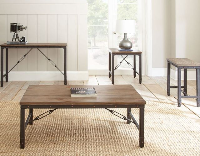 Steve Silver Co. Jersey Antiqued Tobacco End Table with Brown Base-1
