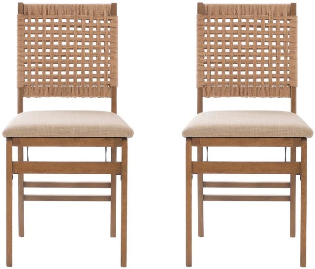 Linon Natural 2-Piece Natural Folding Dining Chair Set-2