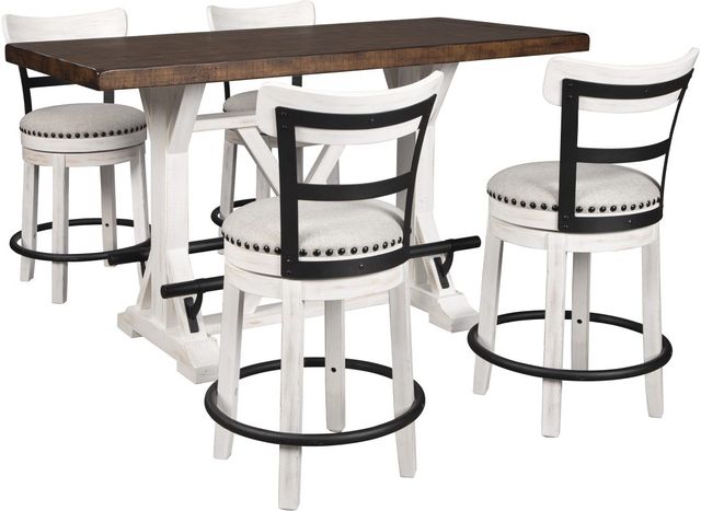Signature Design by Ashley® Valebeck Brown Counter Height Dining Table with White Base-6