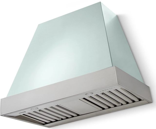 La Cornue CornuFé Euclid 36" Roquefort Wall Mounted Range Hood with Satin Chrome Trim-0