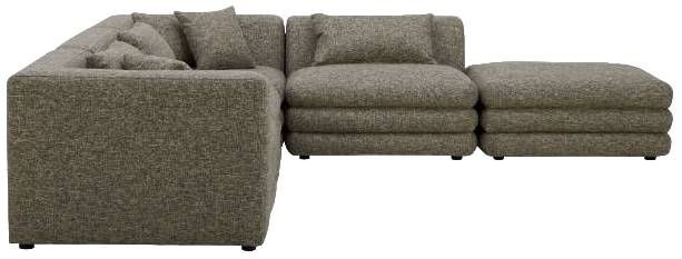 Moe's Home Collection Lowtide 5-Piece Stone Tweed Sectional with Ottoman-2