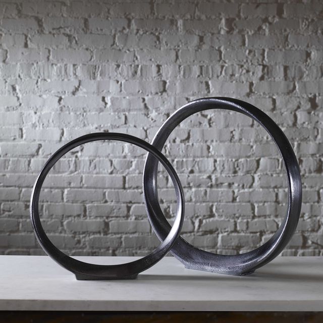 Uttermost® Orbits 2-Piece Black Ring Sculptures Set-1