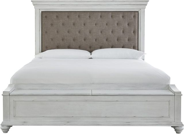Benchcraft® Kanwyn Whitewash Upholstered Storage Queen Bed-1