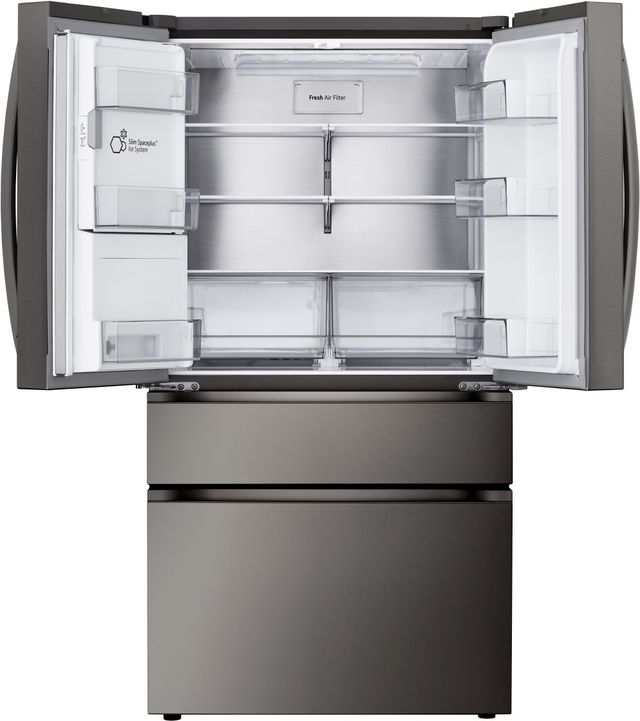 LG 36" 28.6 Cu. Ft. PrintProof™ Black Stainless Steel French Door Refrigerator with Full-Convert Drawer™-2