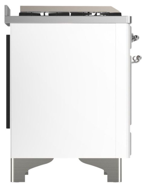 Ilve® Majestic III 40" White Pro Style Dual Fuel Liquid Propane Range with Triple Glass Door and Chrome Trim-3