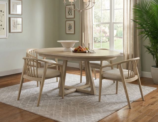 Riverside Furniture Carmella 2-Piece Pebble Oak Dining Spindle Back Arm Chair Set-1