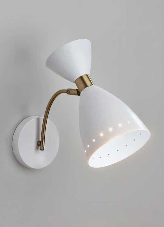 Adesso® Oscar Antique Brass/White Wall Light-1