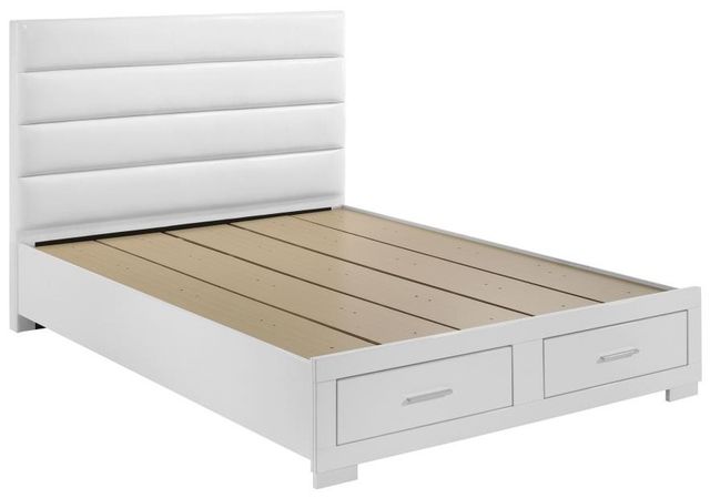 Coaster® Felicity White High Gloss Queen Panel Storage Bed -1