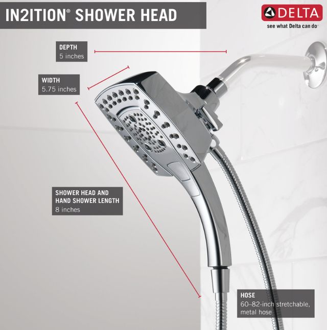 Delta Universal Showering Chrome 2.5 GPM H2Okinetic® In2ition® 5-Setting Two-in-One Shower-3