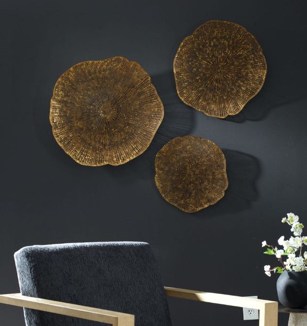 Uttermost® Radiance 3-Piece Gold/Natural Wall Decor Set-1
