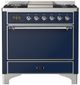 Ilve® Majestic III 36" Midnight Blue Pro Style Dual Fuel Natural Gas Range with Solid Door and Chrome Trim-0