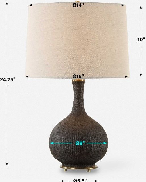 Uttermost® Rimini Matte Black Glaze Table Lamp-2