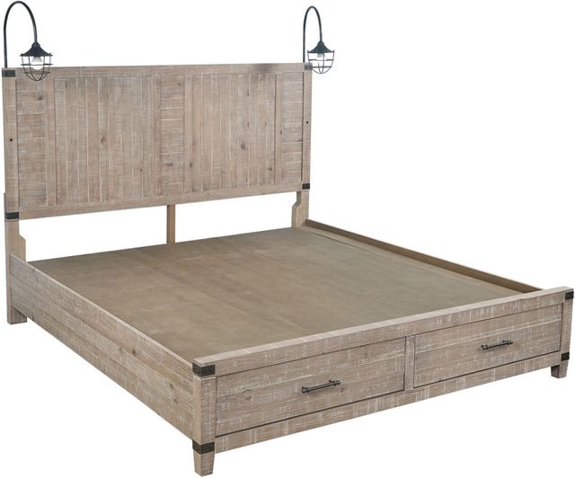 aspenhome® Foundry Weathered Stone King Panel Storage Bed-0