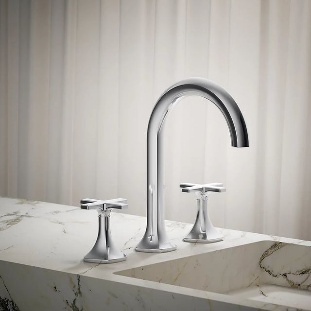 KOHLER® Occasion® Polished Chrome Cross Bathroom Sink Faucet Handles-3