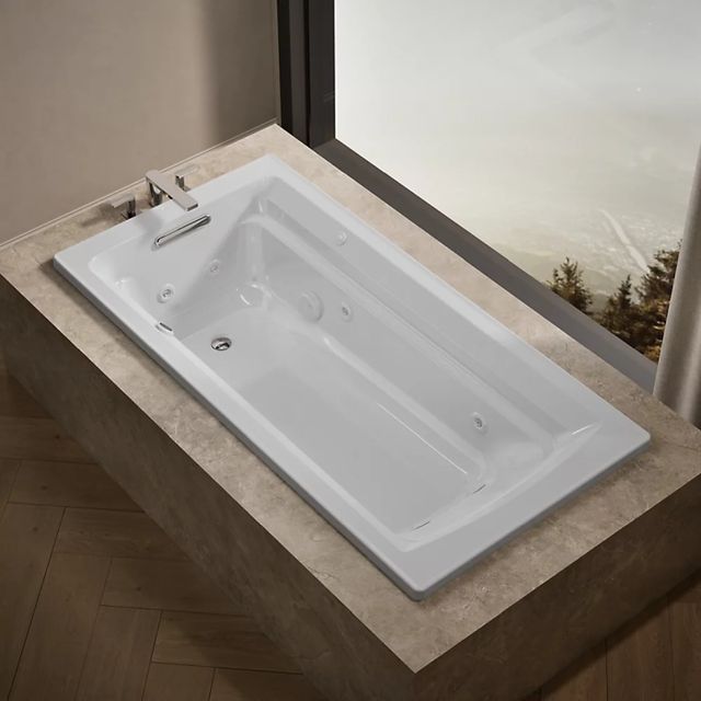 KOHLER® Archer® White 72" x 36" Drop-In Whirlpool Bath with Bask® Heated Surface-2