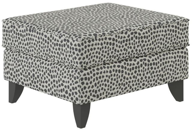 Fusion Furniture Winston Salt Faux Skin Carbon Black/White Accent Ottoman-0