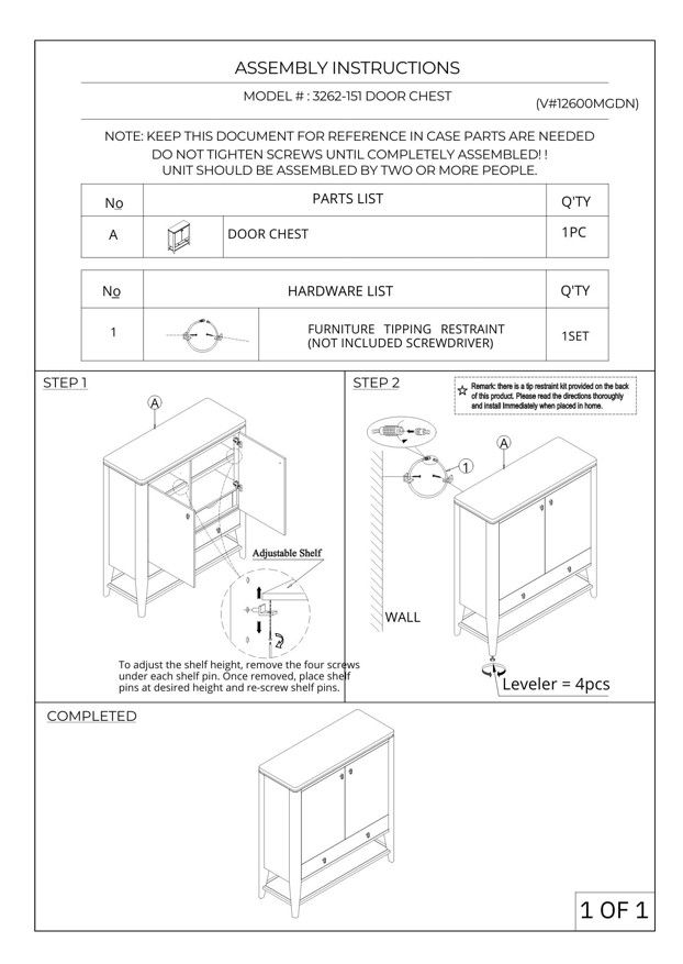 Bernards Trilogy Toffee Door Chest-4