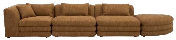 Moe's Home Collection Lowtide Linear 4-Piece Amber Glow Right-Arm Facing Modular Sectional and Ottoman-1