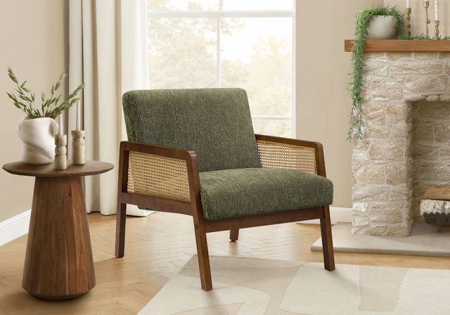 Monarch Specialties Inc. Brown Walnut/Green 30" Uphoslstered Accent Chair-1