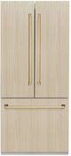 ZLINE Autograph Edition 36" 19.6 Cu. Ft. Panel Ready Built In French Door Refrigerator with Polished Gold Accents-1