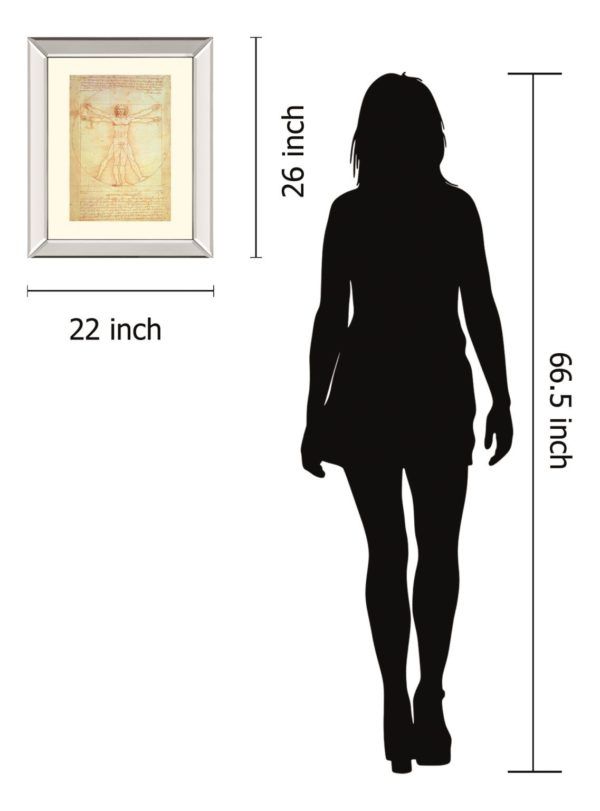 Classy Art Vituvian Man by Leonardo Da Vinci Mirrored Frame Wall Art-2