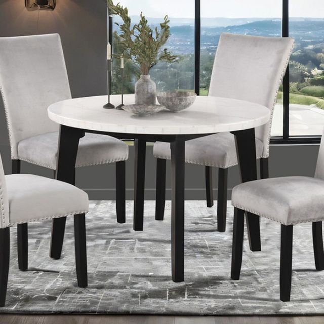 Furniture of America® Sabro White Round Dining Table with Black Base-3