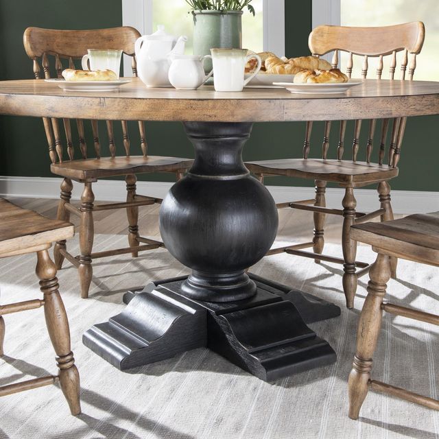Legacy Classic Vintage Market Barnwood Oak Dining Table with Kettle Black Base-4