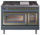 Ilve® Nostalgie II Noblesse 48'' Blue Gray Pro Style Dual Fuel Range with Brass Trim-0