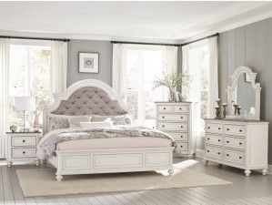 Mazin Furniture Baylesford Antique White/Gray Queen Bed-2