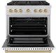 ZLINE Paramount Series Autograph Edition 36" Stainless Steel Pro Style Gas Range with White Matte Door and Champagne Bronze Accents-1
