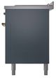 Ilve® Nostalgie II Noblesse 60'' Blue Gray Pro Style Dual Fuel Range with Brass Trim-3