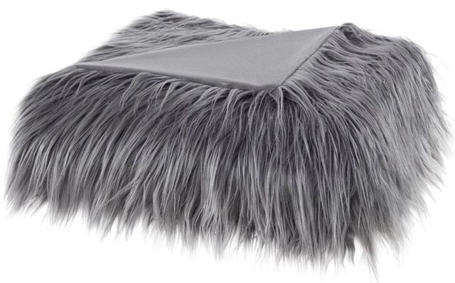 Olliix by Madison Park Edina 1 Grey Faux Fur Throw-0