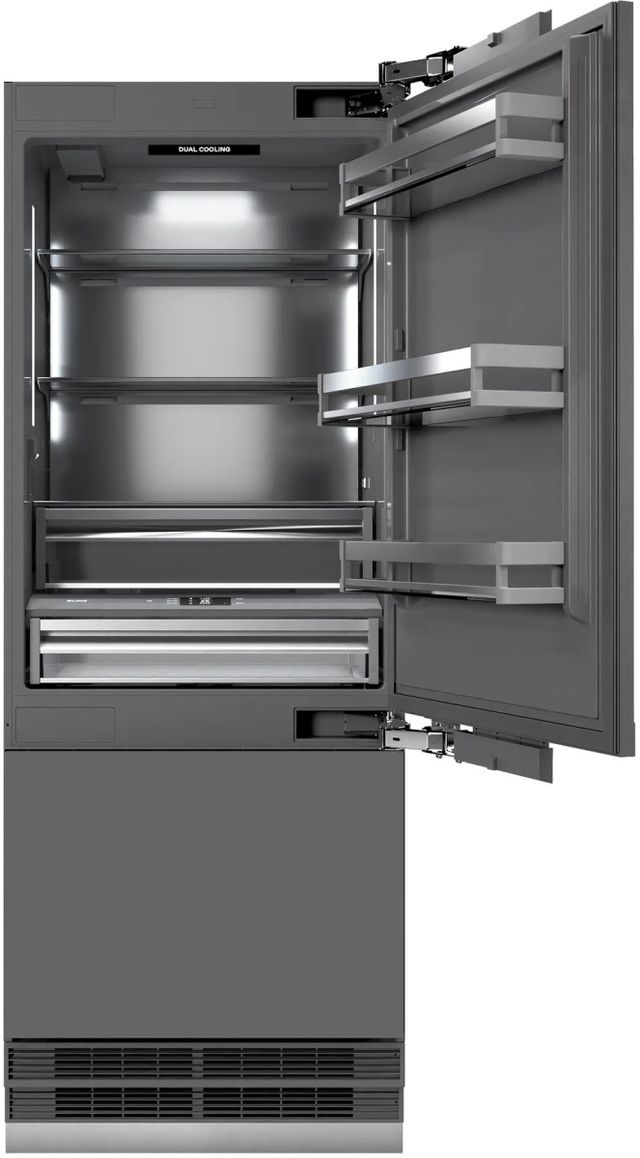 ZLINE 30" 16.1 Cu. Ft. Panel Ready Built-In Bottom Freezer Refrigerator with Water Dispenser, Ice Maker and Graphite Gray Interior-3