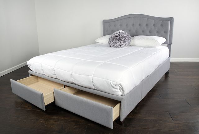 Bernards Elise Grey Queen Upholstered Bed with Storage-1