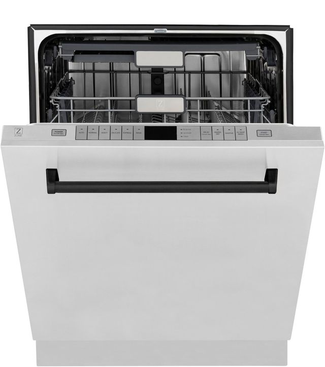ZLINE Autograph Edition 24" Stainless Steel Built In Dishwasher with Matte Black Handle-1