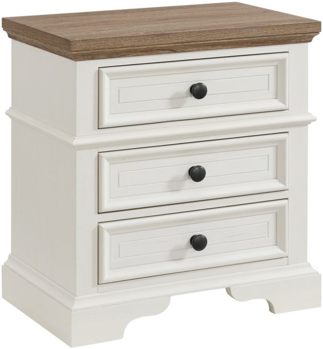 Elements International Eastwood Youth 3-Drawer Brown/White Nightstand-0