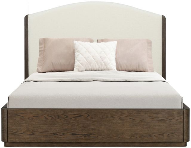 Flexsteel® Athens Chocolate Brown/Ivory Queen Upholstered Panel Bed-1